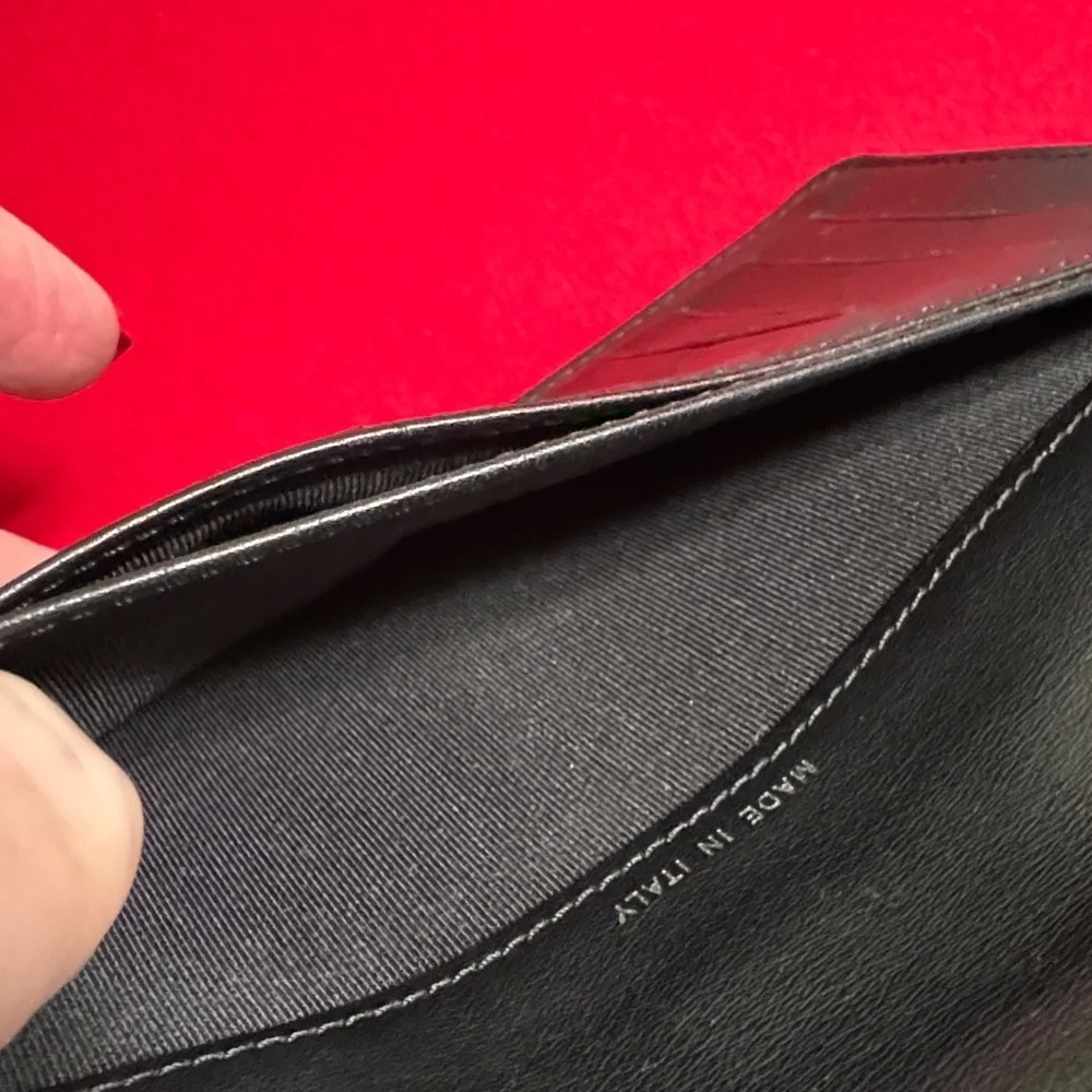 CHANEL Black Leather Wallet with Silver Logo